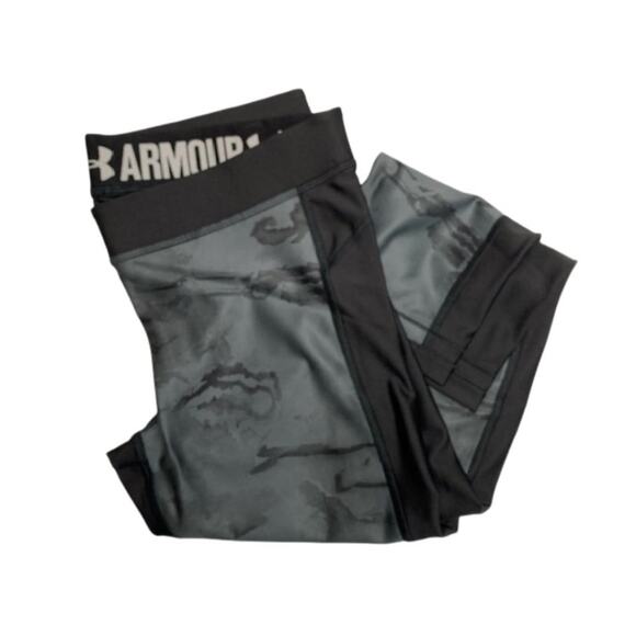 Under Armour Women Tide Chaser Black Grey UPF 50 Compression Leggings | Size L - Picture 4 of 6